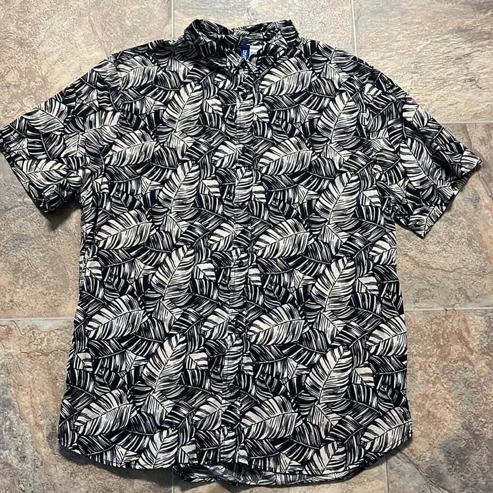 Divided Tropical Print Button Down Shirt XL
